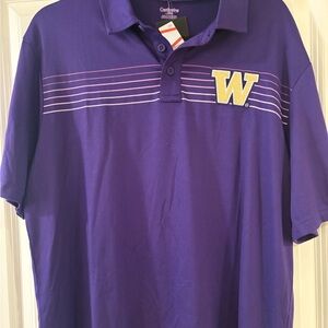 UW Husky  Men's Polo Shirt in Purple with Gold Accent